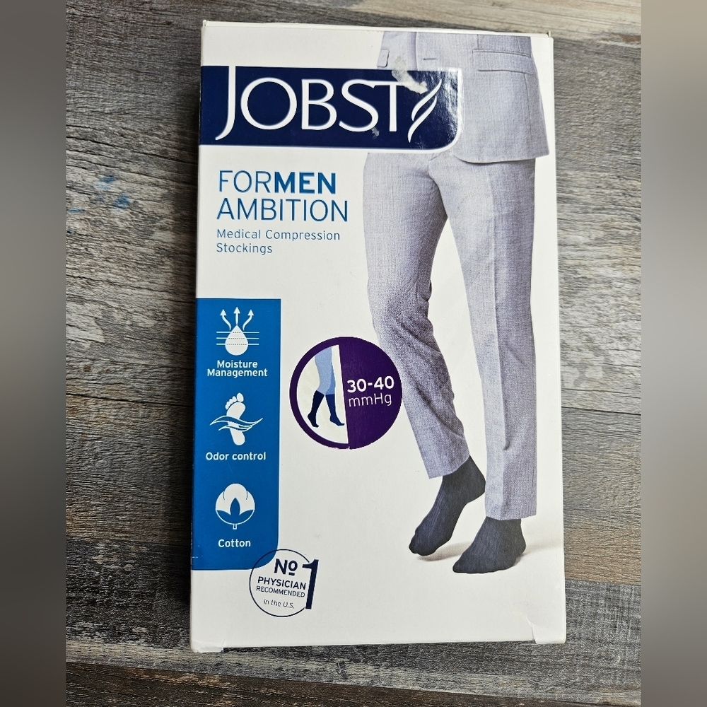 Jobst For Men Ambition Medical Cimpression Socks Grey Knee Long Size 5 / CT